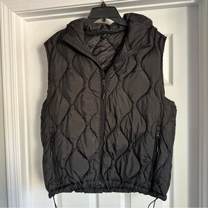 H&M Hooded Black Puffer Vest Womens Size XL